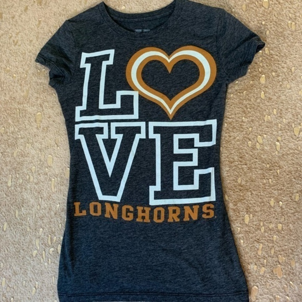 University of Texas LOVE Longhorns T-Shirt. Vintage Soft.